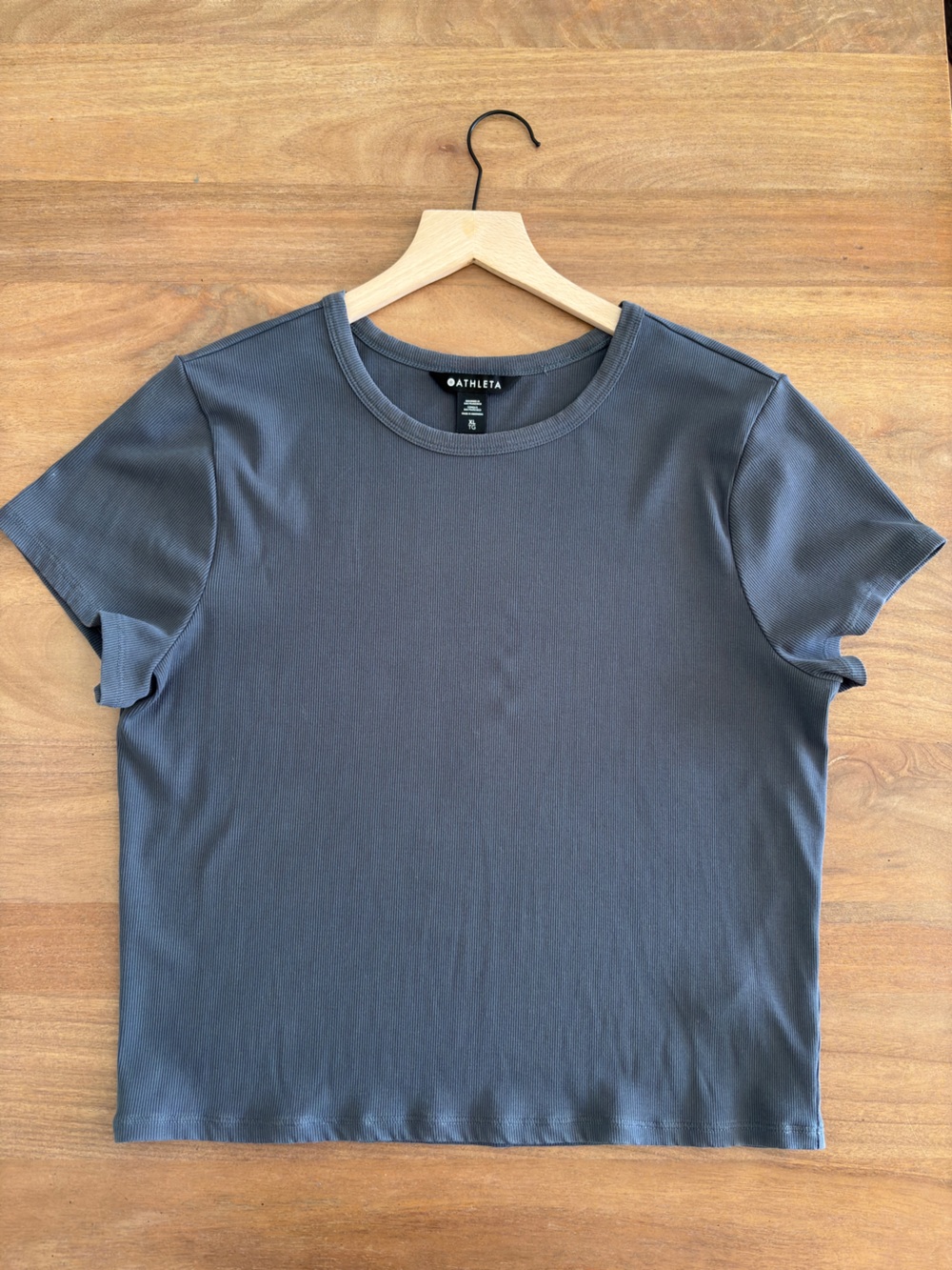 Athleta Women's Signature Rib T-Shirt in Eden (Dark Teal Green)